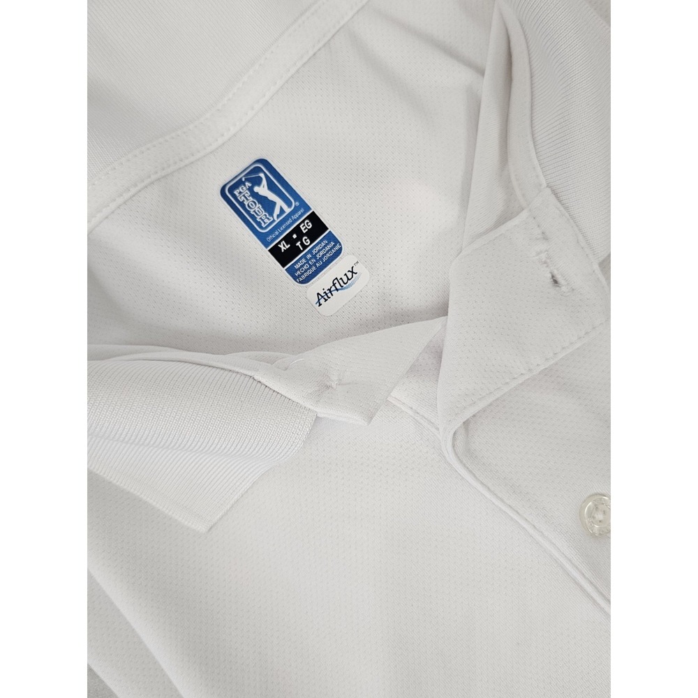 PGA Tour Mens Airflux Mesh Polo Shirt White Short Sleeve Golf Top XL‎